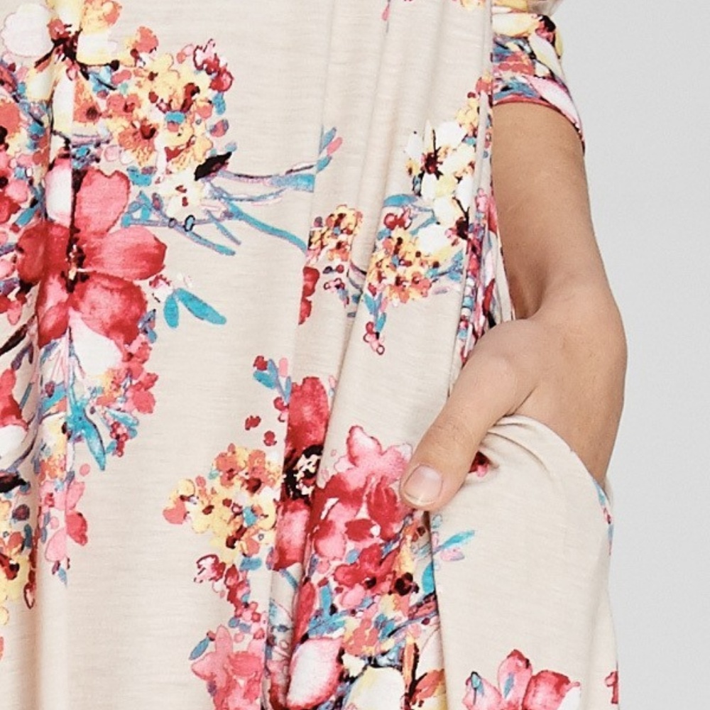 Floral Pocket Swing Midi Dress - Tan - Picture 7 of 7